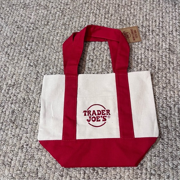 NWT Trader Joe's Mini Canvas Tote Bags SET OF 4 (red, blue, yellow, green) - Picture 9 of 11